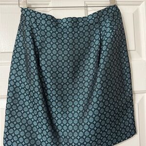 J. Crew Collection Teal and Black Jacquard Skirt
